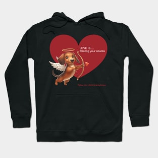 Cute Valentine Dachshund Love Is Sharing Snacks Hoodie